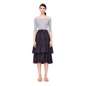 La Vie Rebecca Taylor Off-The-Shoulder Rib Jersey + Poplin Dress  | Size L